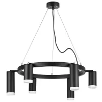 Люстра подвесная Rullo LR0163738730 Lightstar чёрная на 6 ламп, основание чёрное в стиле хай-тек Люстра подвесная Rullo LR0163738730 Lightstar чёрная на 6 ламп, основание чёрное в стиле хай-тек